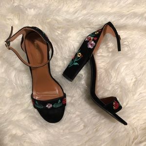 Embroidered Flower High Heels